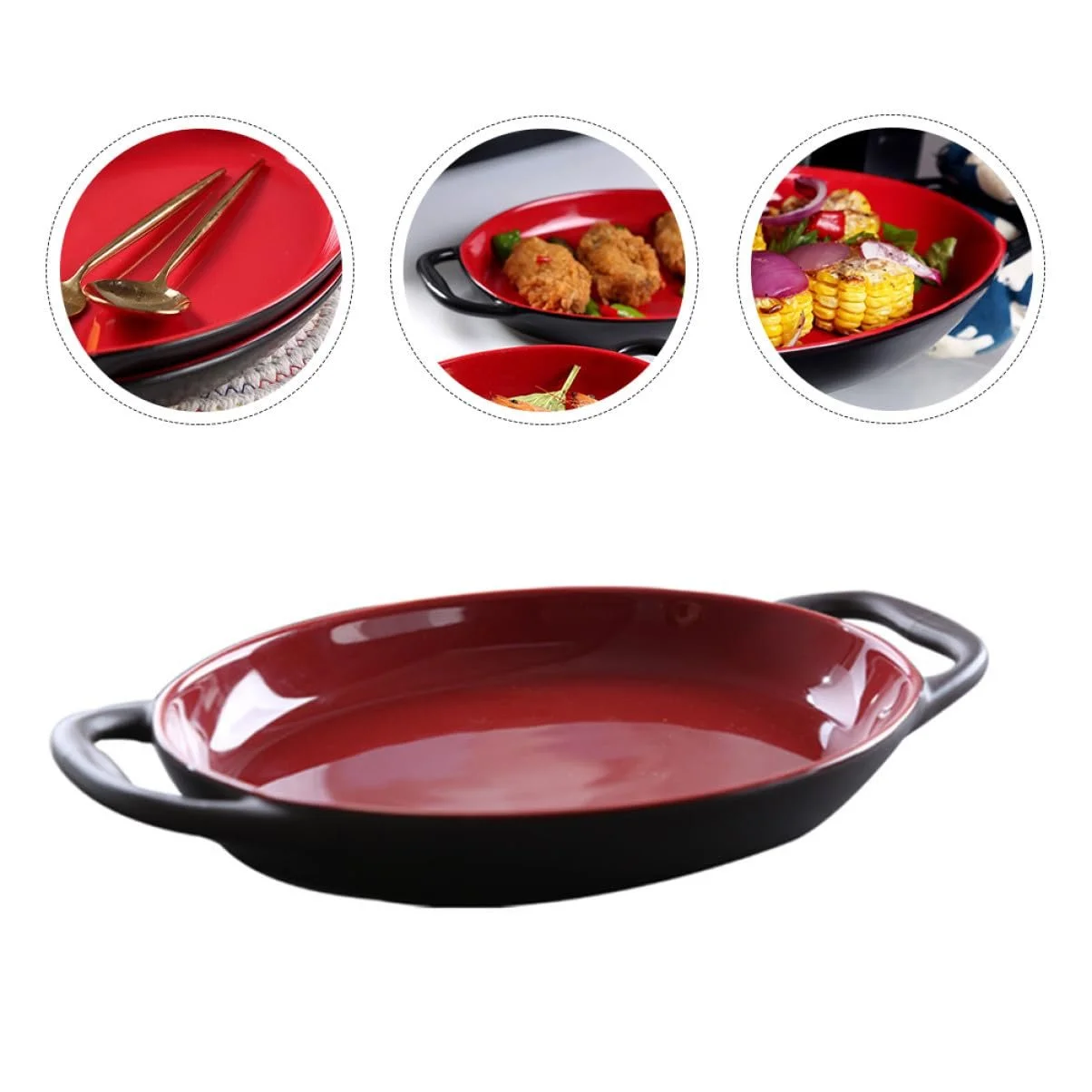 Форма для запікання VALICLUD Керамічна з подвійною ручкою Термостійка, фото №6 Форма для запікання VALICLUD Керамічна з подвійною ручкою Термостійка, фото №6