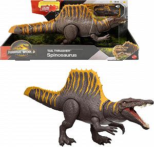 Игрушка Динозавр Mattel Jurassic World: The Rebirth, Spinosaurus Tail Thrasher, Фигурка с 2 движениями атаки, подвижный дизайн - Фото 1