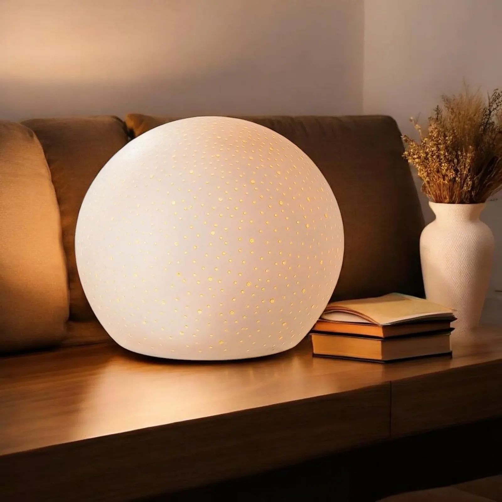 Настільна лампа GILDE Dot City порцелянова сферична біла, фото №3