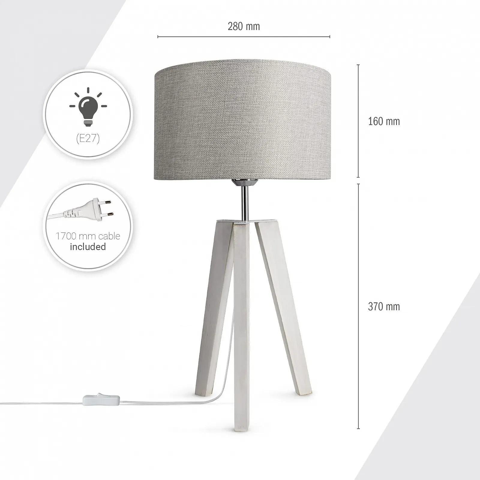 Настільна лампа Paco Home для спальні та вітальні E14 тканинний абажур з вимикачем Дерево, фото №3