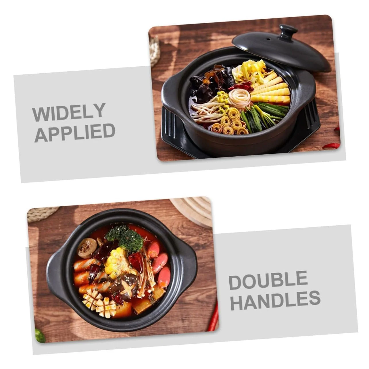 Керамічна каструля Піщаний горщик Жаростійка Антипригарна з кришкою, фото №3