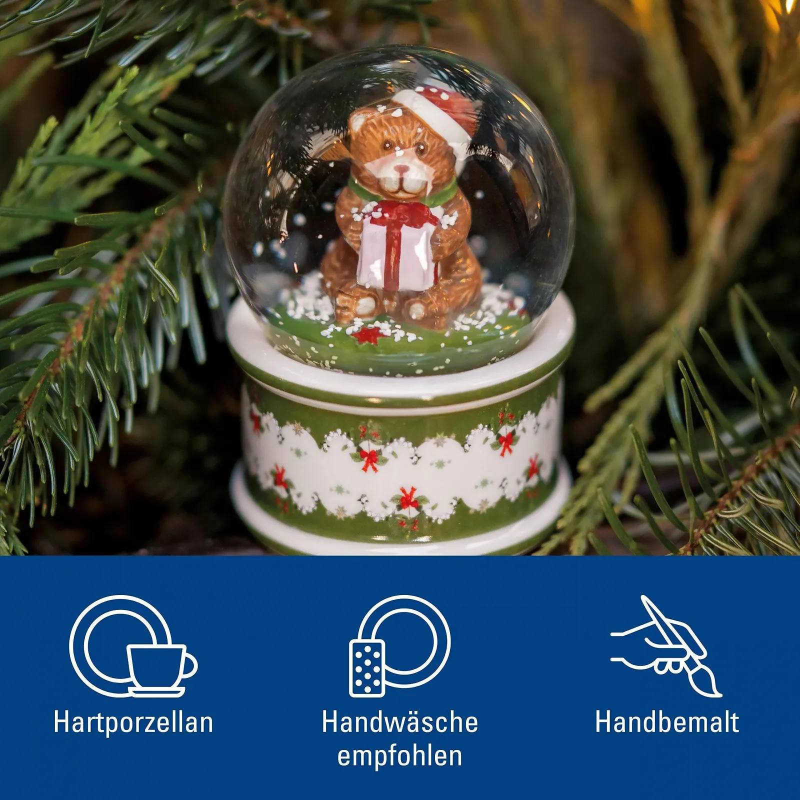 Снігова Куля Villeroy & Boch Christmas Toys Ведмідь 6.5 x 6.5 x 9 см, різнокольорова, фото №3
