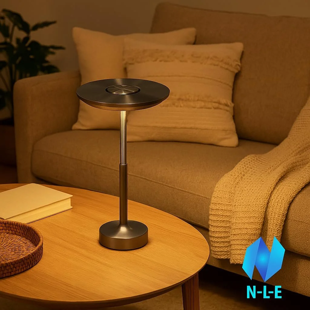 Настільна лампа N-L-E світлодіодна бездротова 5200 mAh срібляста, фото №7