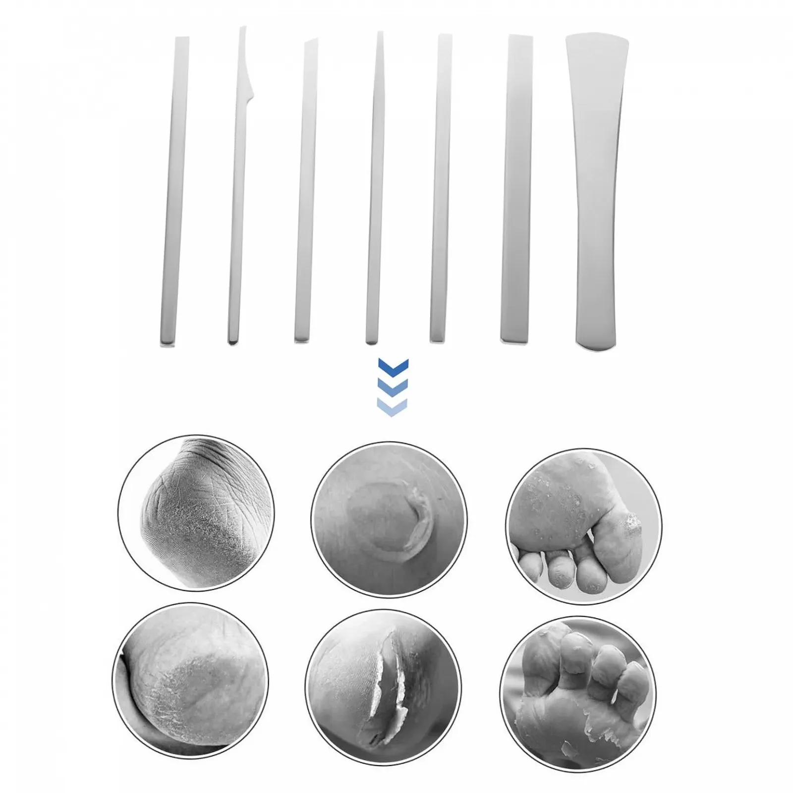 Набор ножей для педикюра Healvian 7 предметов Серебро, фото №6