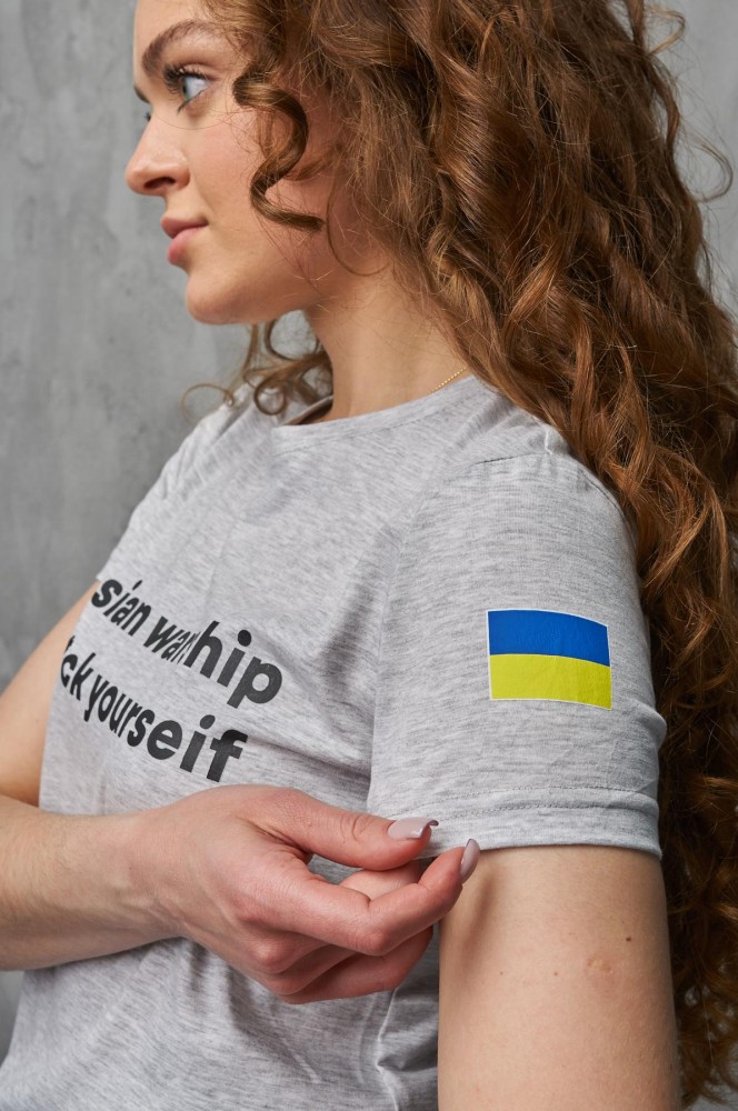 Футболка женская russian warship серая, фото №3