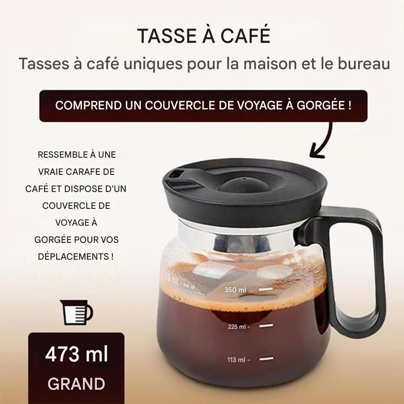 Кавова Чашка Прозора 500 мл з кришкою, фото №8