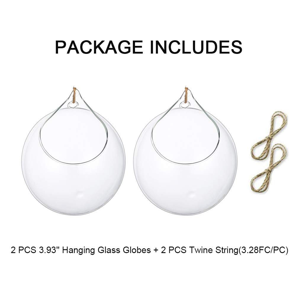 Подвесная ваза-шар 2 шт. Стеклянная 4 дюйма для террариума Прозрачная, фото №6