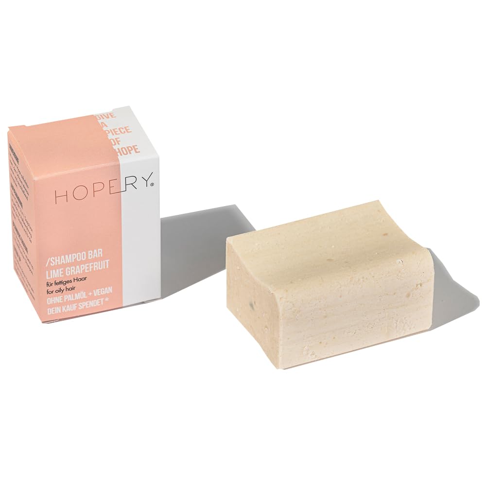 Шампунь HOPERY Lime & Grapefruit, 95 г | Для жирных волос | Веганский шампунь без пальмового масла | Изготовлен из мягкой кокосовой стружки, фото №1