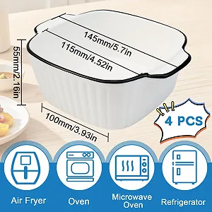 Набір форм для запікання IIRC керамічних малих 4 шт. біла 14.5 x 11.5 x 5.5 см synthetic.ua - Фото 1