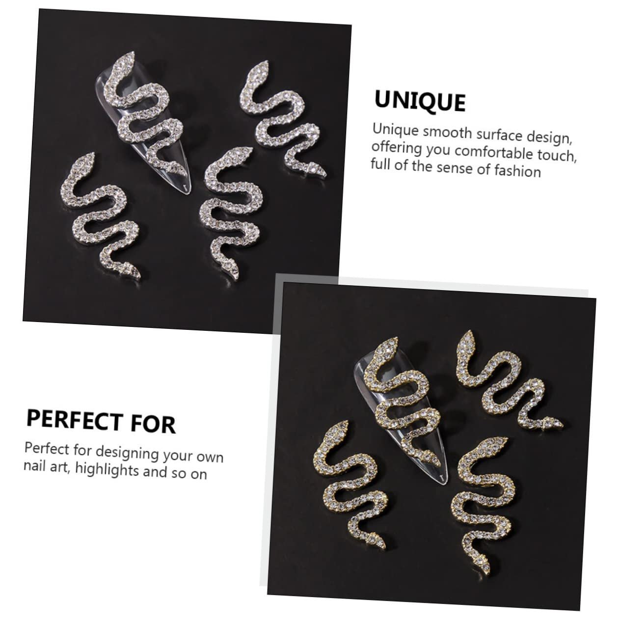 Набір Насадок для нігтів у формі змії зі сплаву, дорогоцінних каменів, фото №3