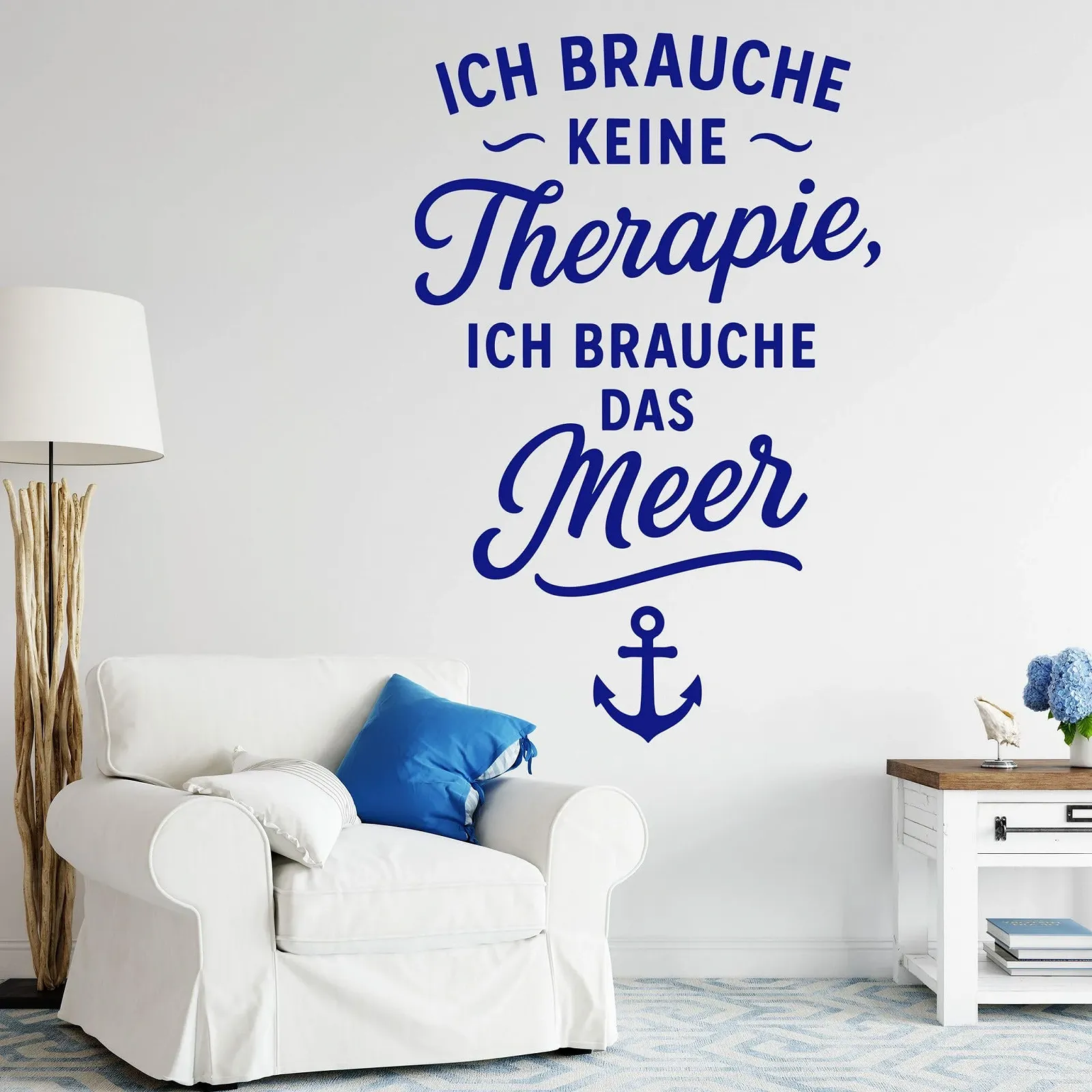 Наклейка на стіну Ich brauche keine Therapie ich brauche das Meer 30 x 44 см, фото №3