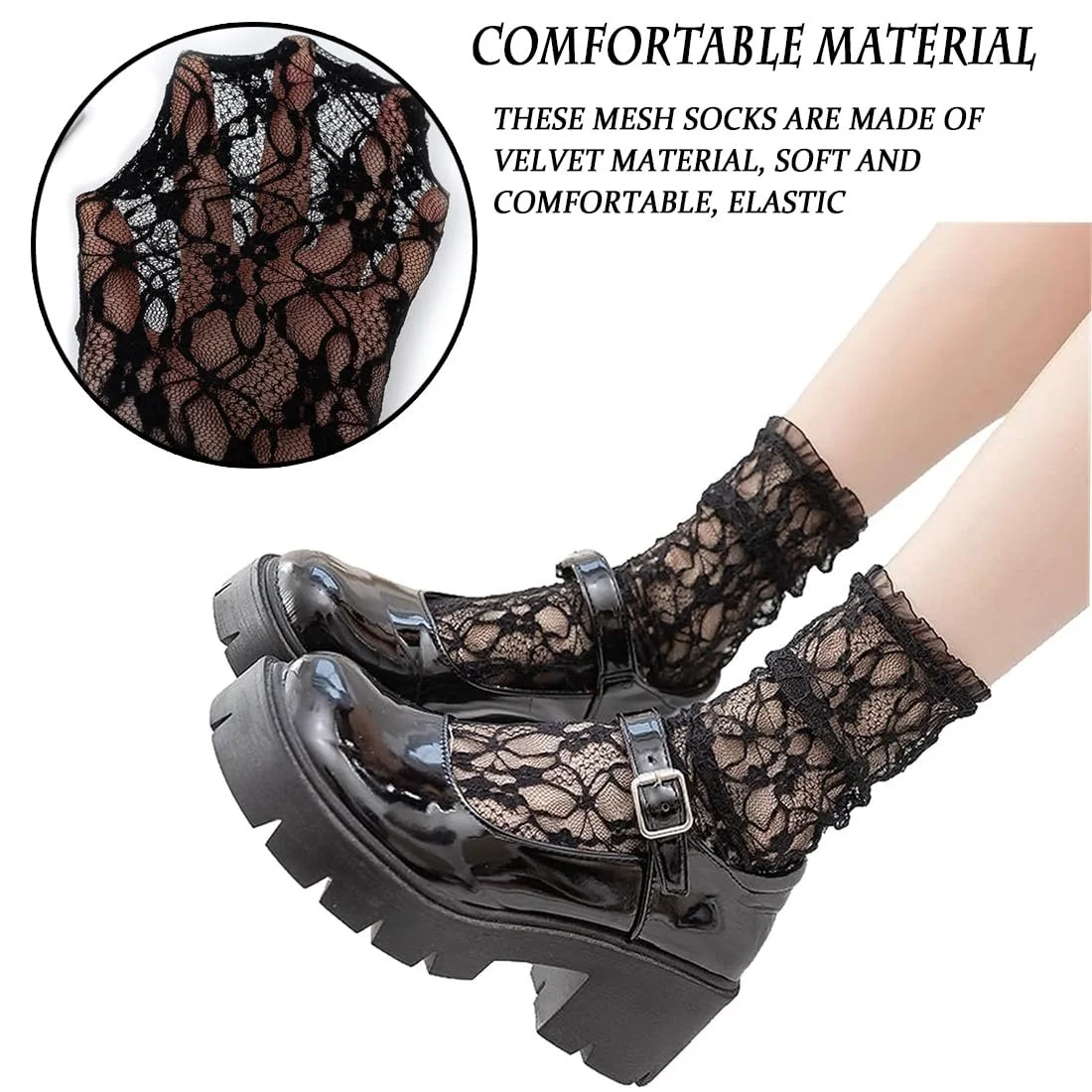 Шкарпетки SURALIN, 2 пари, з рюшами, мереживні, жіночі, фото №5