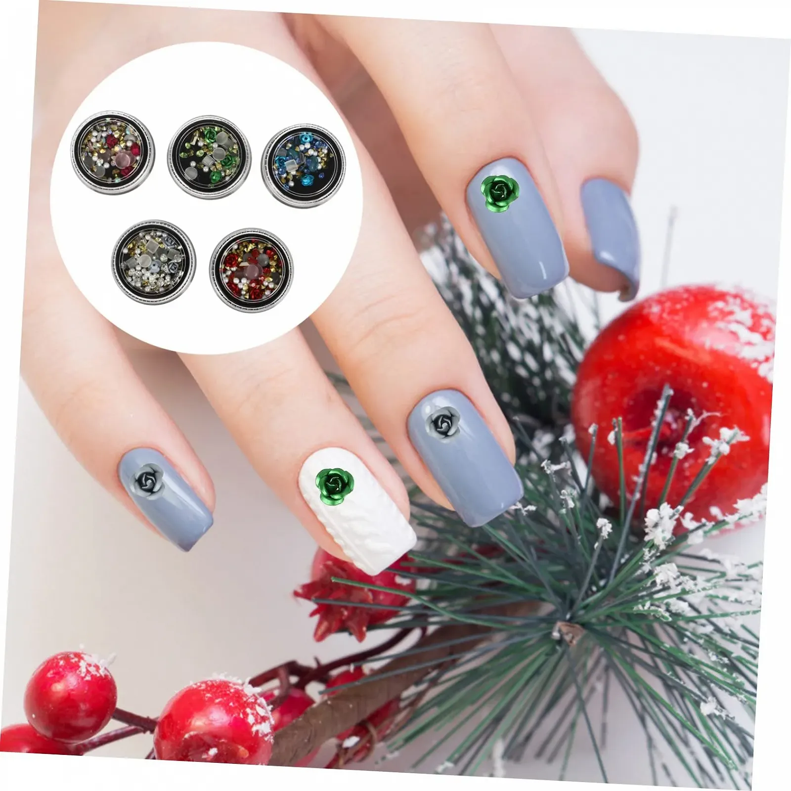 Цветы PLAFOPE 5 коробок Маникюрные стразы для ногтей, драгоценные камни для ногтей, подвески для ногтей, стразы для рукоделия, украшения для ногтей, смола с драгоценными камнями, фото №9