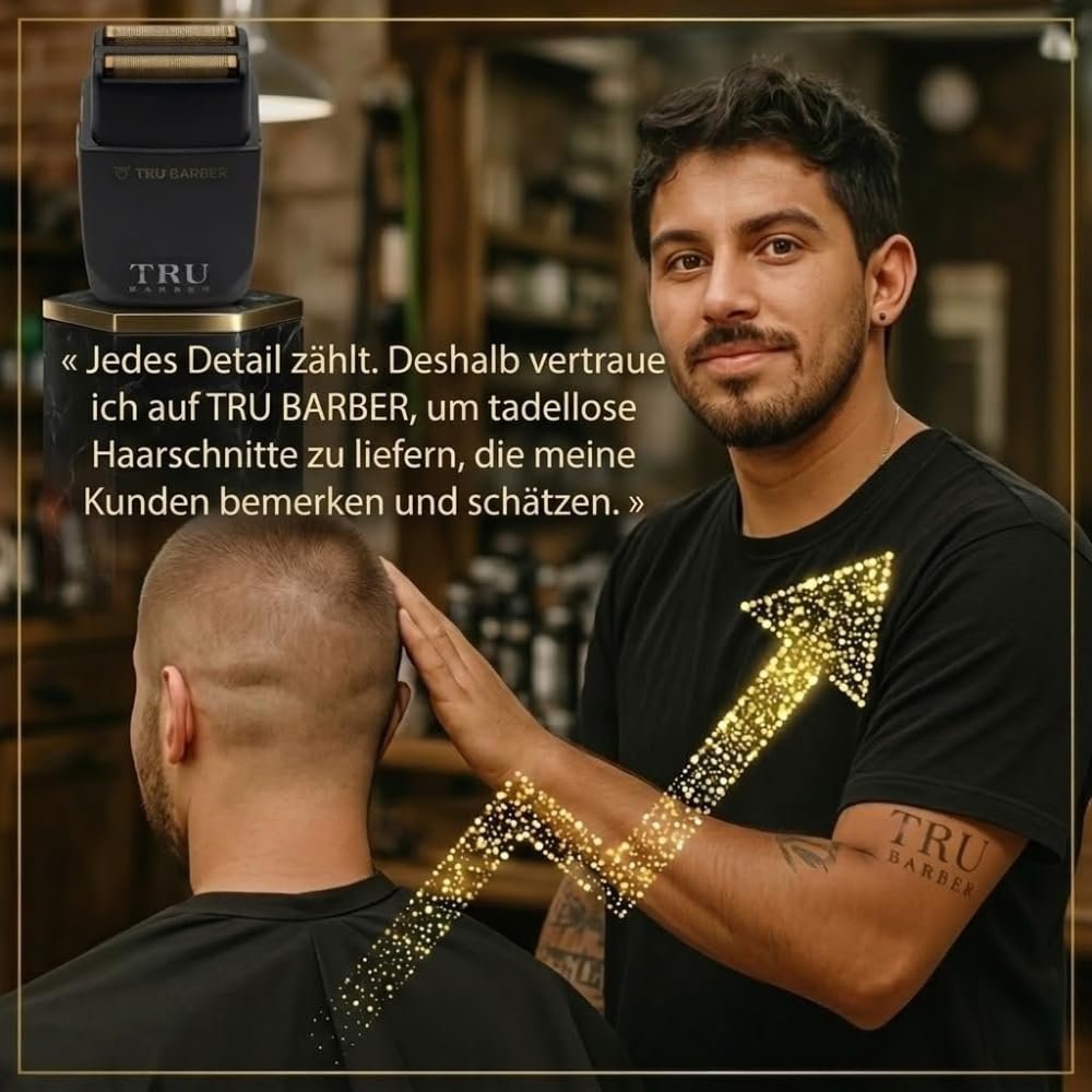 Электробритва сеточная TRU BARBER Professional 9000 об/мин титановая сетка USB-C, фото №3