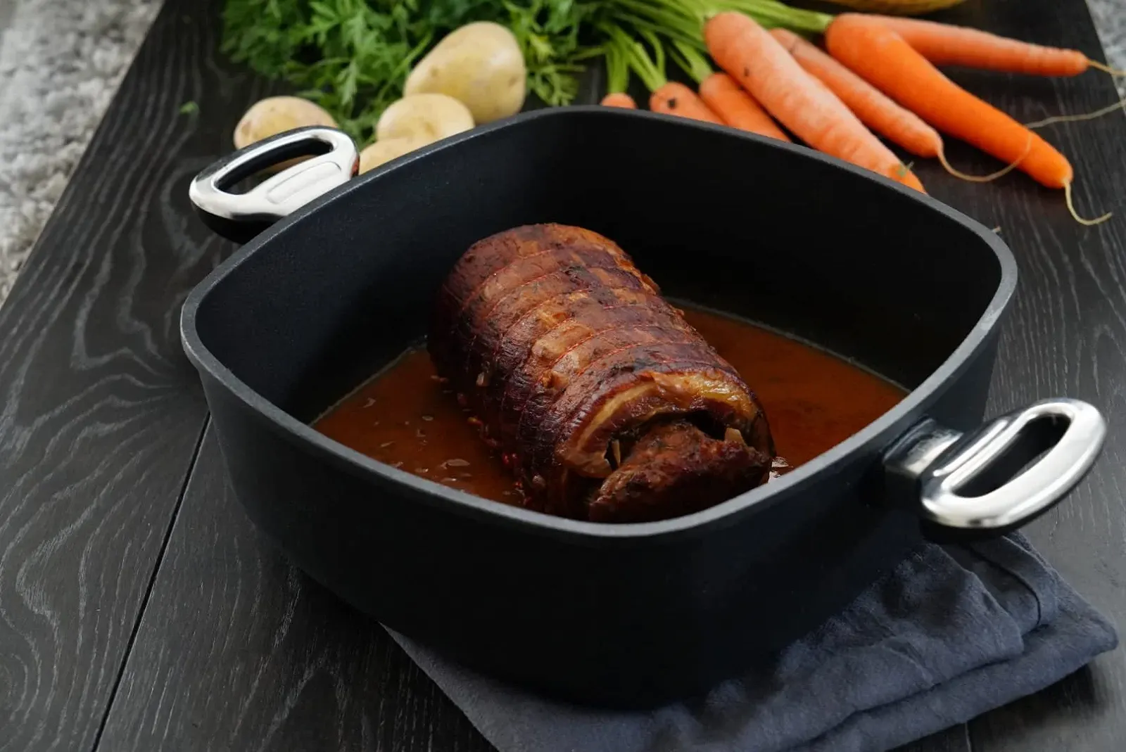 Противень для запекания квадратный 28 x 28 x 7 см Литой алюминий Черный, фото №4