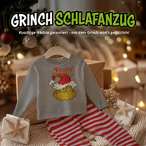 Пижама The Grinch для мальчиков, детский комплект: кофта с длинными рукавами и штаны, серо-красный synthetic.ua - Фото 1