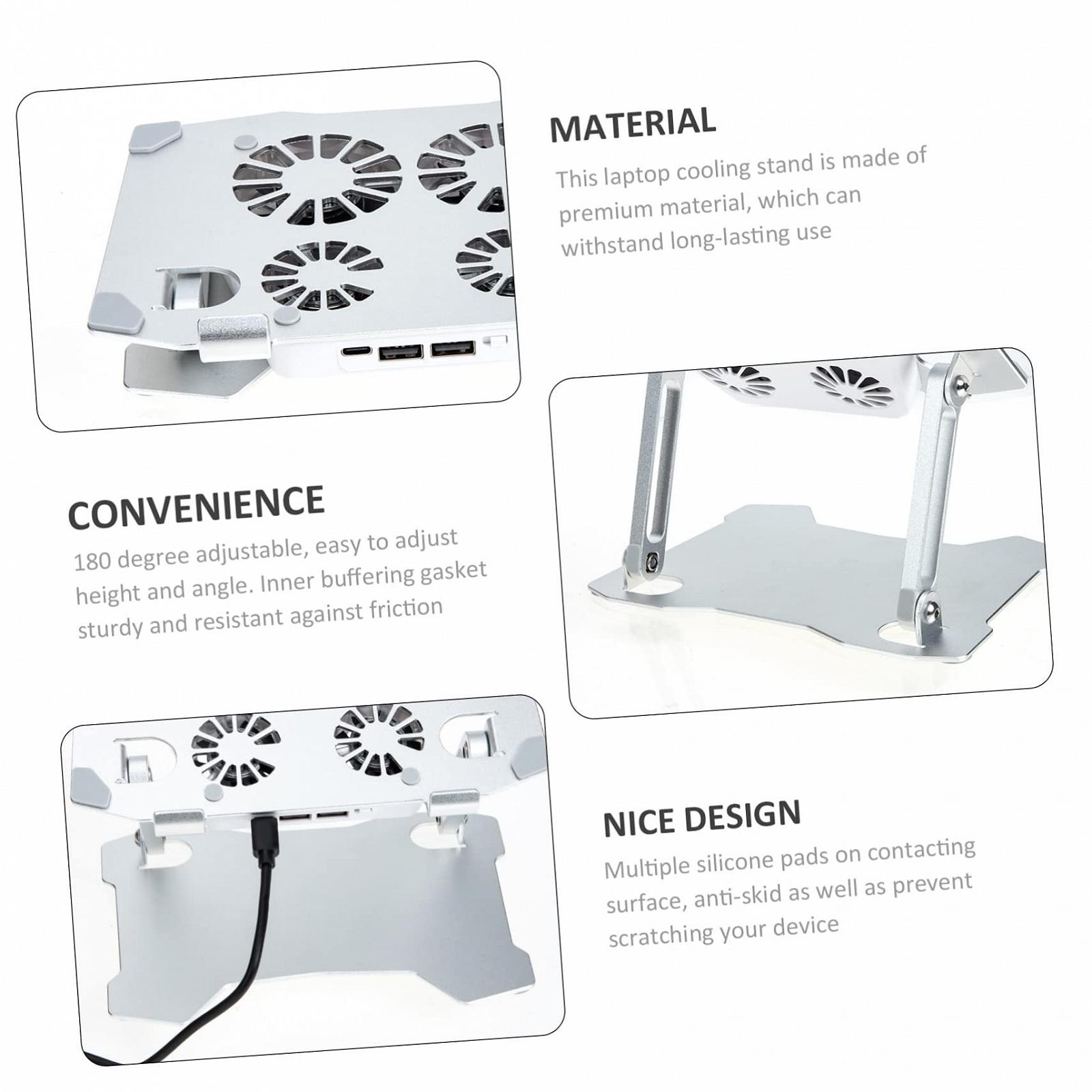 Підставка для ноутбука регульована по висоті Happyyami з тихими охолоджуючими вентиляторами, ергономічна, фото №3