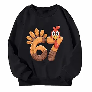 Толстовка Generisch 2026 на День Благодарения для девочек, детская повседневная толстовка с принтом индейки, пуловер с длинными рукавами и капюшоном - Фото 1