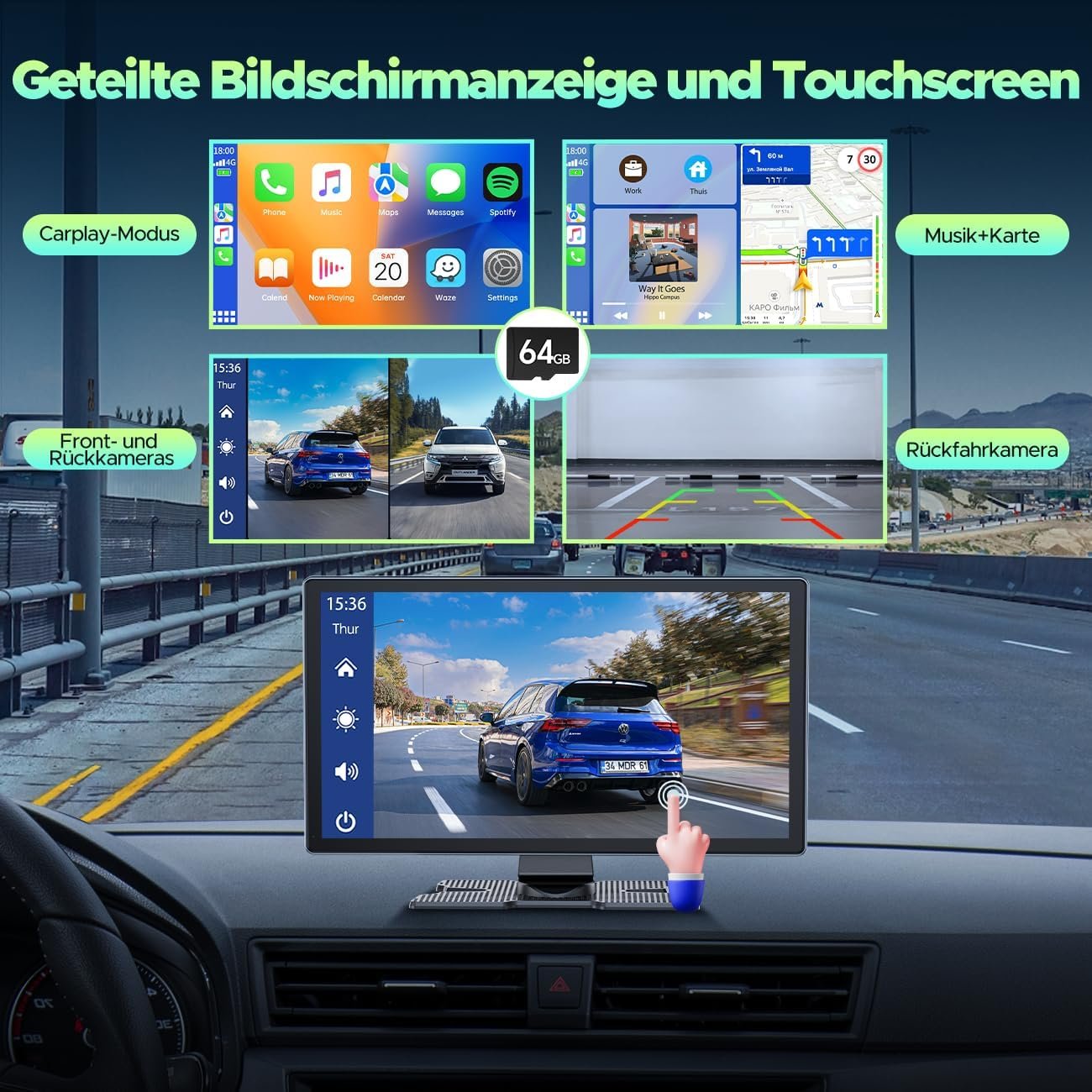 Автомагнітола Lamtto RC13 / 9" / Сенсорна / Apple CarPlay / Android Auto / Bluetooth / FM / AUX / SD Card, фото №2