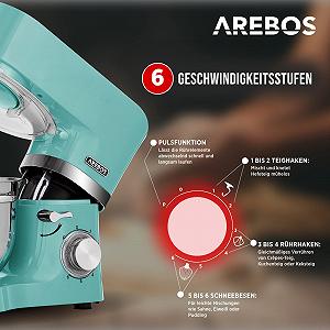 Кухонный комбайн Arebos 1500 W Бирюзовый цена на synthetic.ua - Фото 1 Кухонный комбайн Arebos 1500 W Бирюзовый synthetic.ua - Фото 1