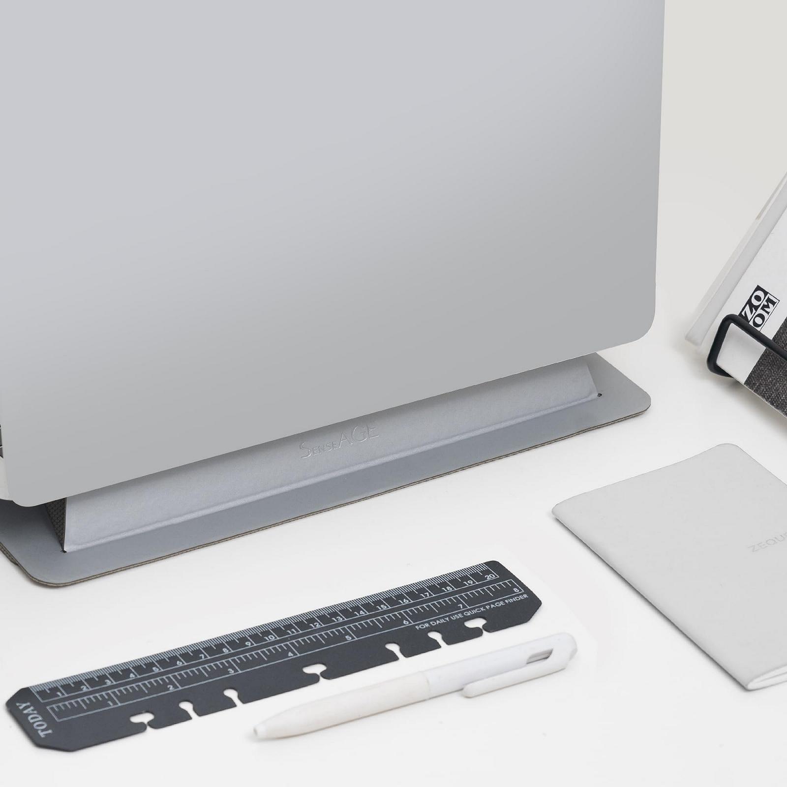 Підставка для ноутбука SenseAGE Портативна Складна Плоска, Легка, Нековзна Ергономічна для офісу, сумісна з MacBook Air, Pro до 15.4 дюймів (Платинове срібло), фото №2