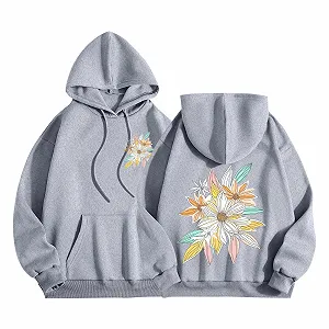 Худи Komiseup Женское Oversize Y2K Пуловер с капюшоном Модное Худи с цветочным принтом на спине 2025 Новое Однотонное Худи Подростковое Девочка Streetwear Спортивная рубашка 07 - Фото 1