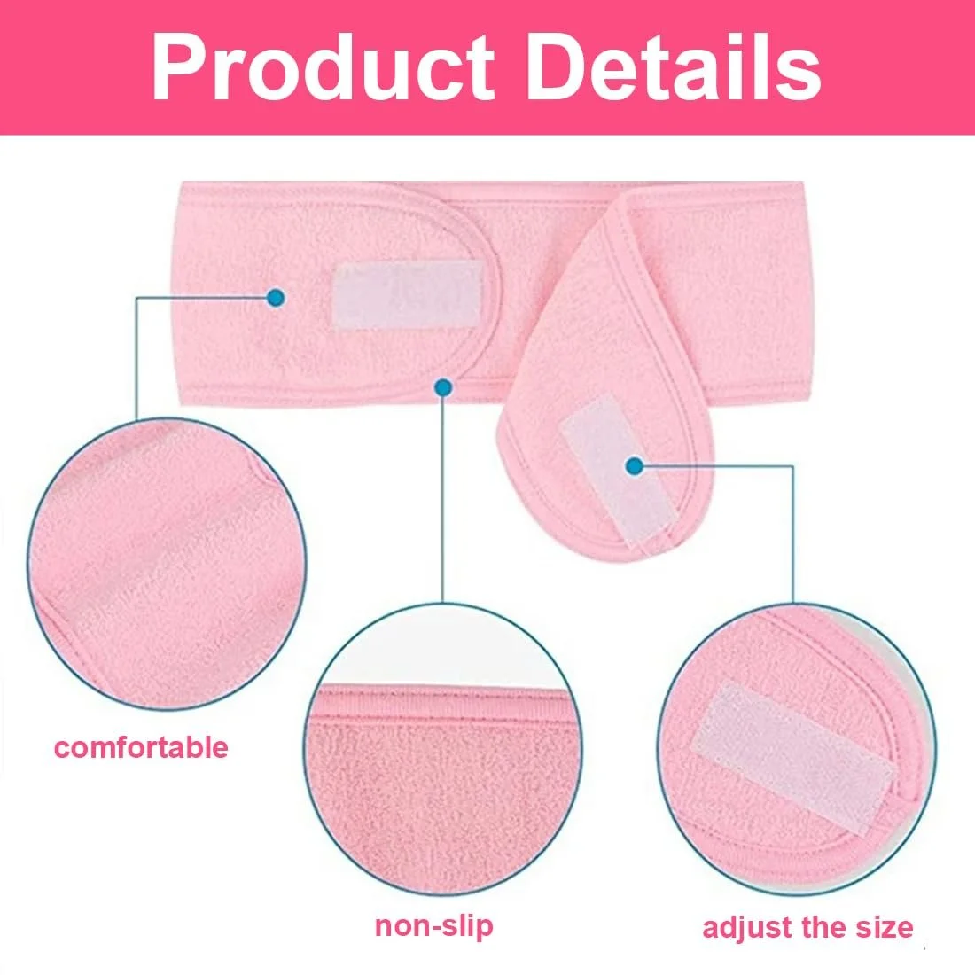 Пов'язка на голову Spa регульована для вмивання макіяжу, фото №3 Пов'язка на голову Spa регульована для вмивання макіяжу, фото №3