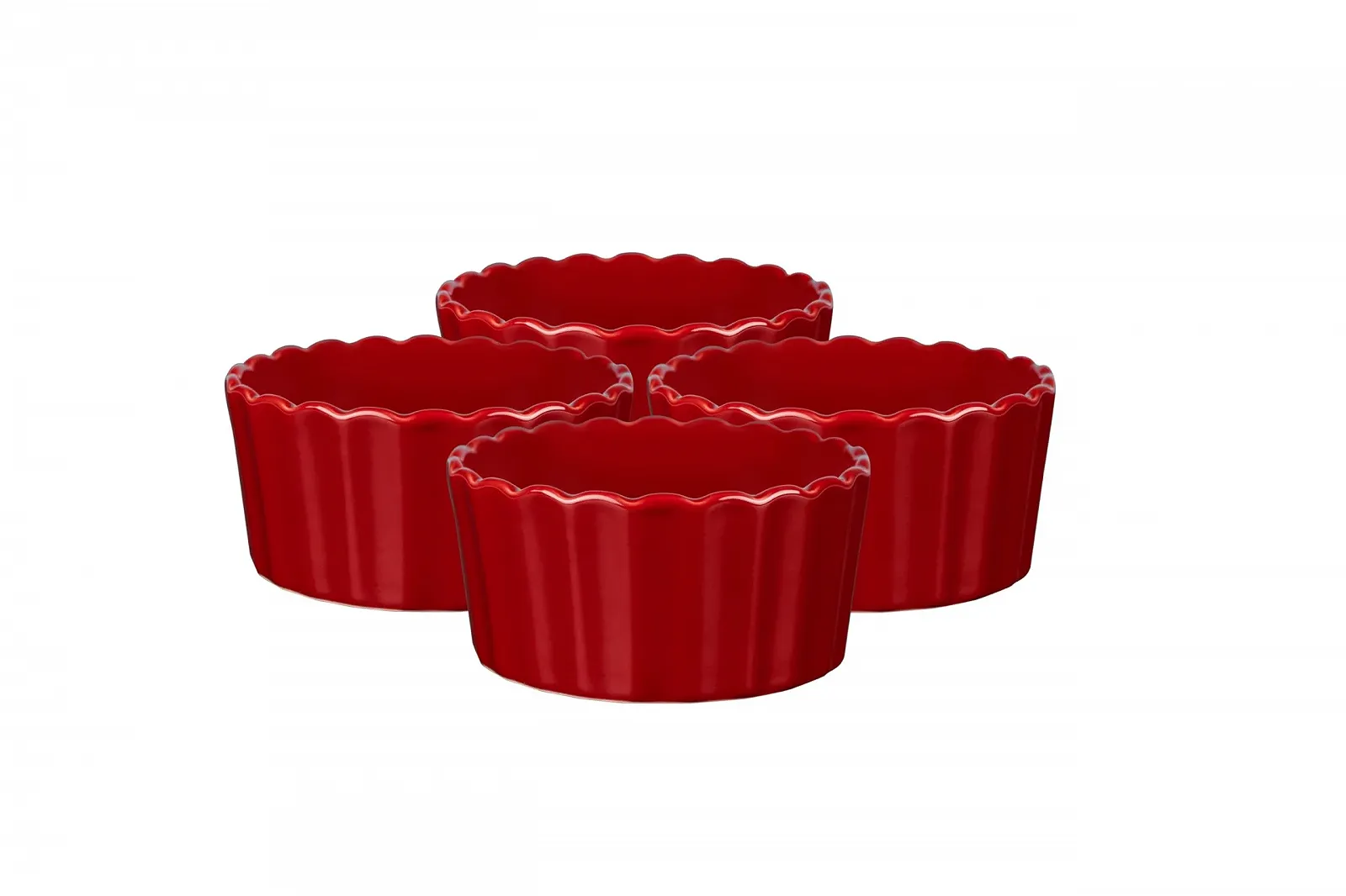 Набор форм для запекания Sallys Stoneware Round Oven Dish 4 шт 10 см Empire Red, фото №1