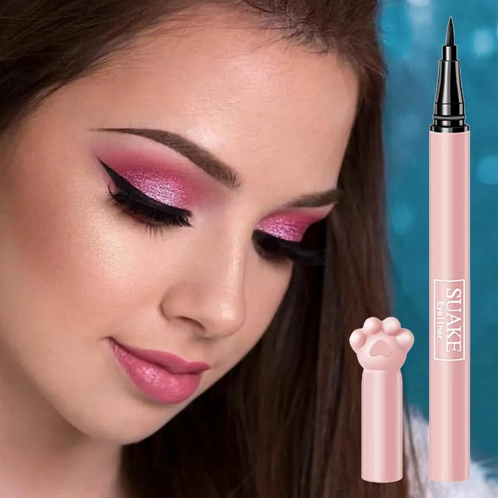 Жидкая Подводка для глаз Fowybe в форме кошачьей лапки розовая, фото №6