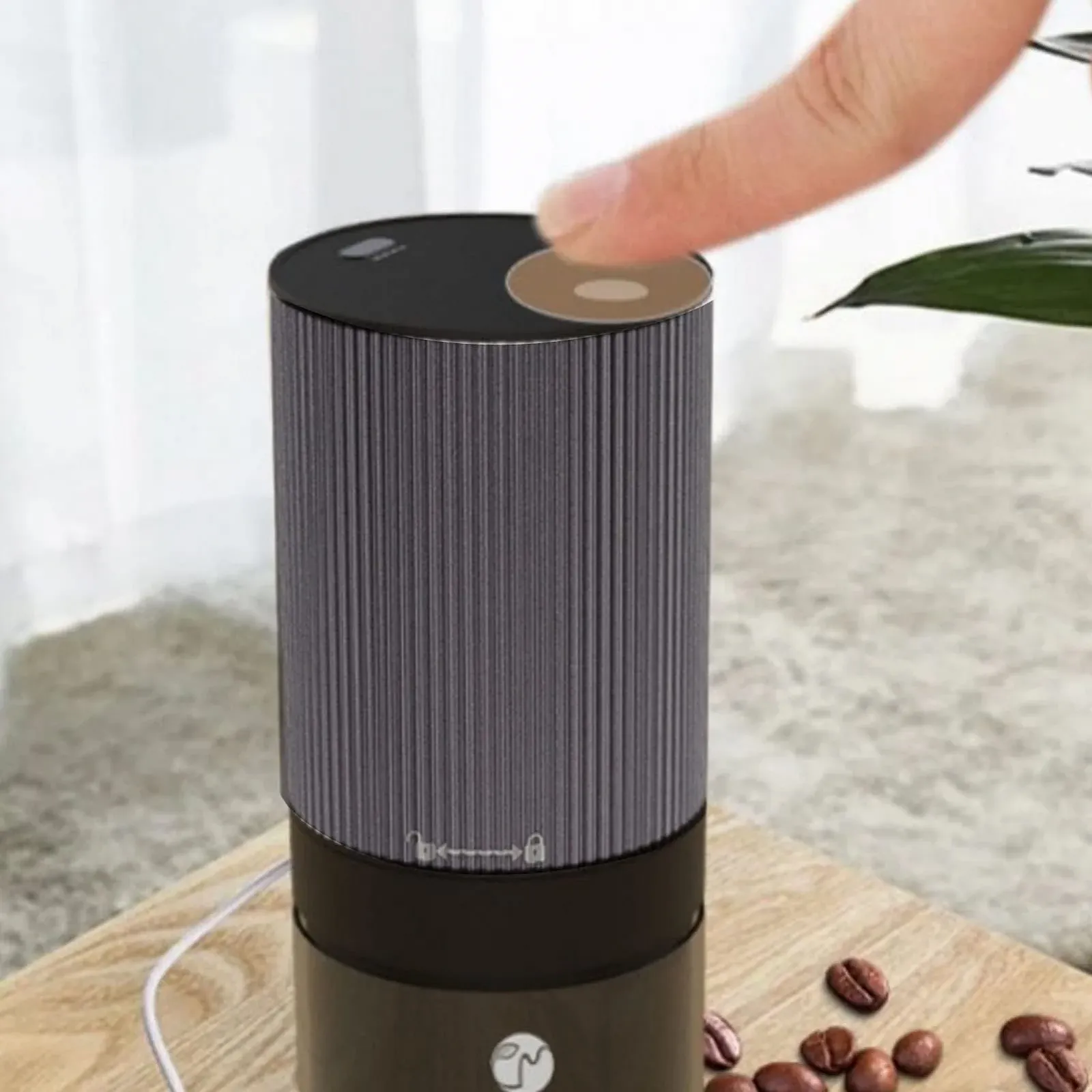 Портативная кофемолка аккумуляторная, электрическая мельница, интеллектуальная индукция сопротивления, сердцевина из нержавеющей стали, легко чистится для дома, маленькая, черная, фото №4