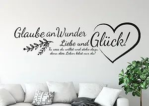 Настінна наклейка tjapalo pk229 "Faith in Miracles Love and Happiness" 140 x 44 см Чорна synthetic.ua - Фото 1