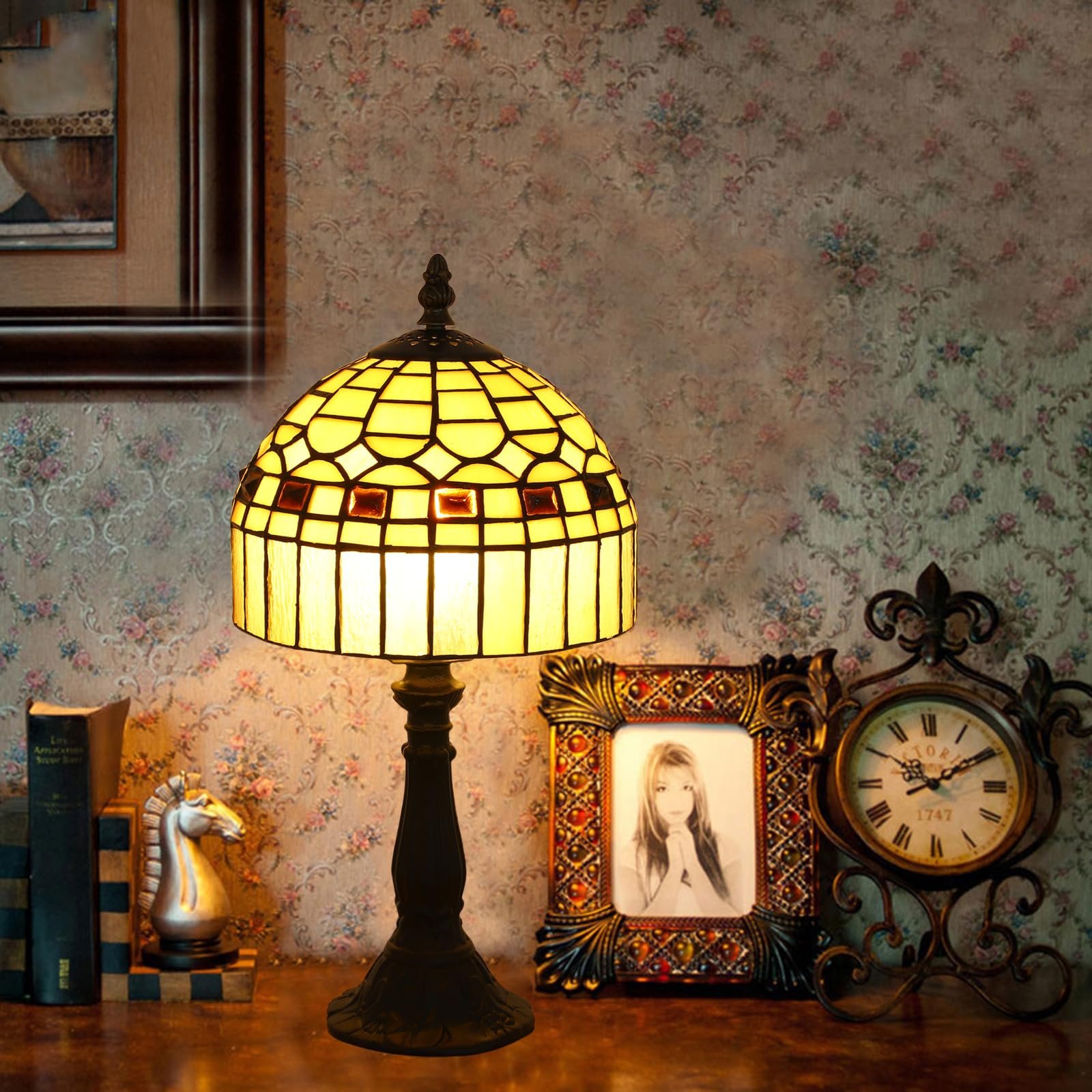 Настільна лампа Tiffany Retro вітражне скло ручна робота LED E27, фото №5