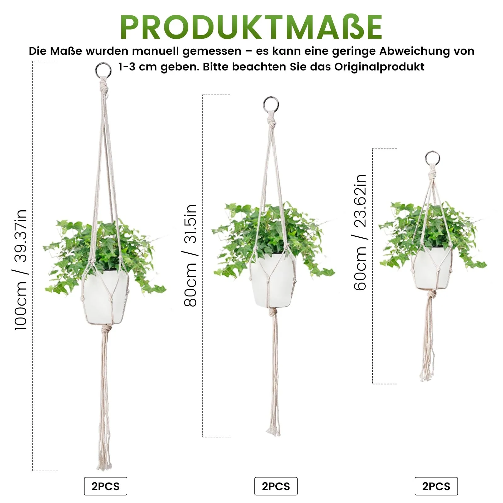 Підвісний кошик макраме 6 шт. з S-подібними гачками Білий, фото №4 Підвісний кошик макраме 6 шт. з S-подібними гачками Білий, фото №4