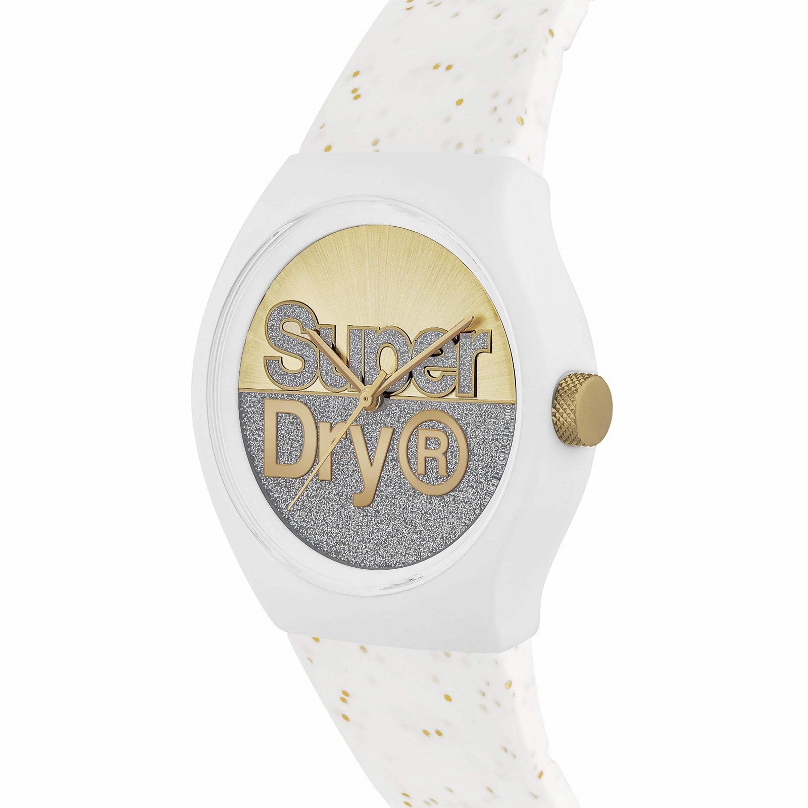 Женские аналоговые кварцевые часы Superdry SYL273W с силиконовым ремешком, белый ремешок, фото №2