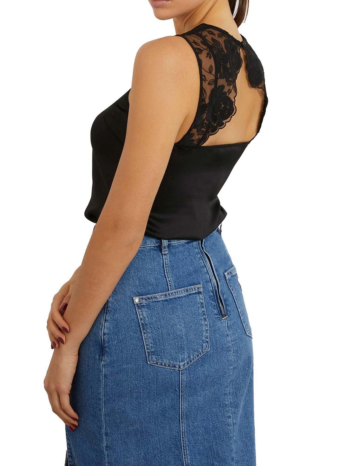 Жіночий топ GUESS - Sleeveless Perla Lace Чорний - S, фото №3 Жіночий топ GUESS - Sleeveless Perla Lace Чорний - S, фото №3
