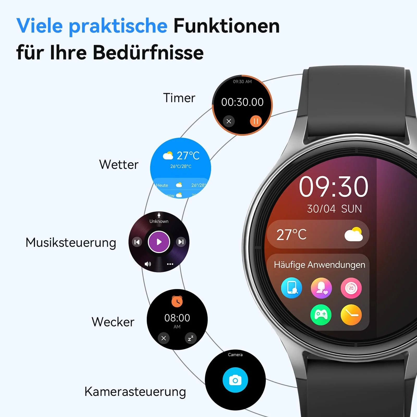 Смарт-годинник Fitpolo HD AMOLED дисплей, з функцією телефону/AI голосовим помічником, спортивний, 120+ спорт режимів IP68 водонепроникний, монітор сну, серцевого ритму, крокомір, фото №8