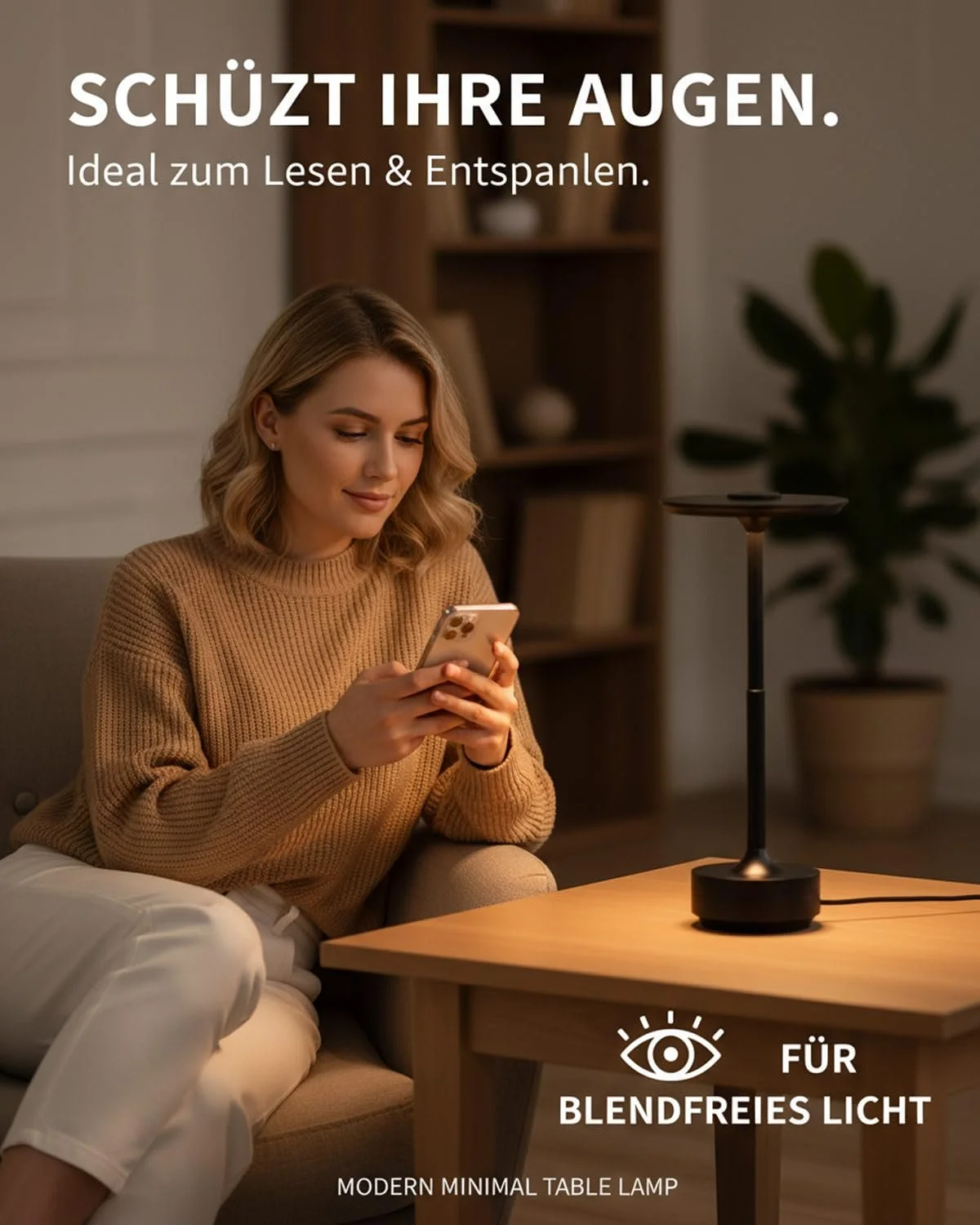 Настільна лампа LED Wireless 5000 мАг USB-C Сенсорна 3 колірні температури, фото №6