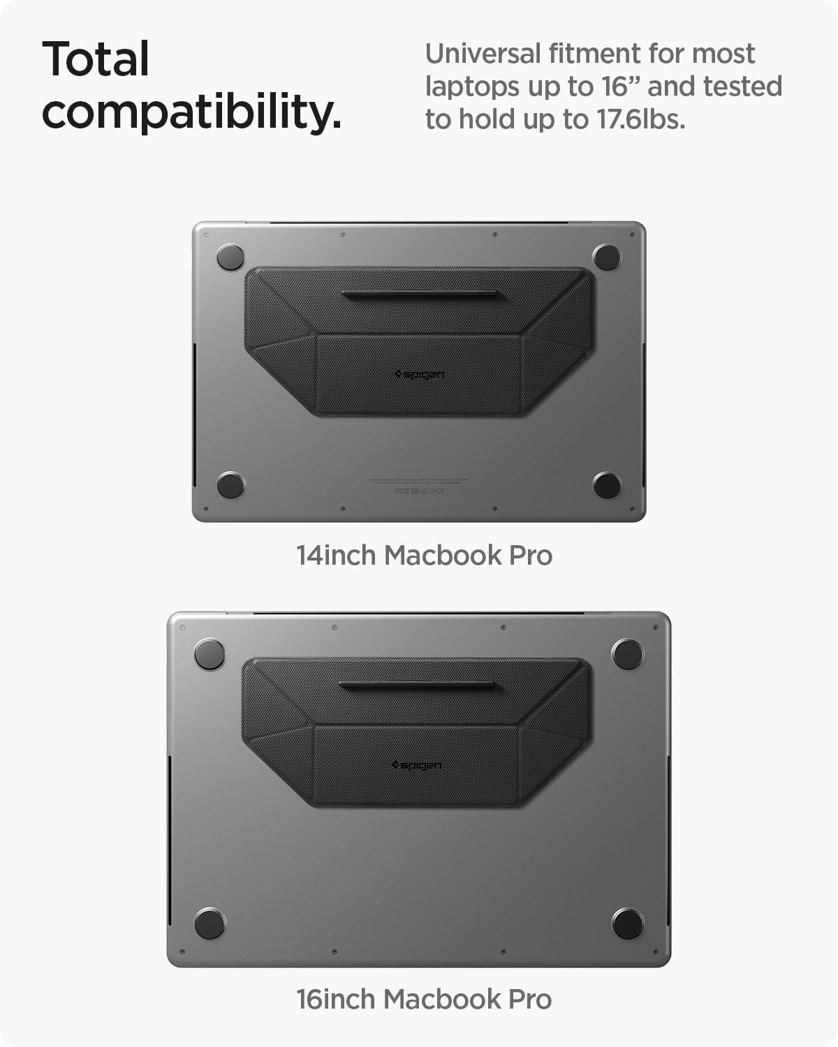 Підставка для ноутбука Spigen Slim Fold Регульована по висоті Самоклеюча Ергономічний кут Нековзна Сумісна з MacBook Pro, MacBook Air 11-16 дюймів і більше - Чорний, фото №2