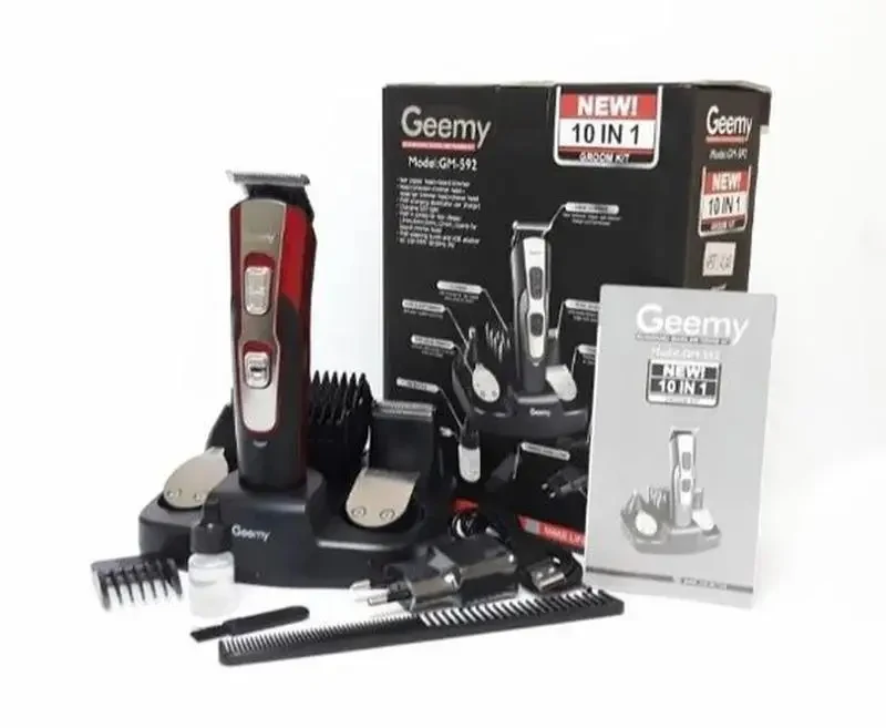 Машинка триммер для стрижки волос электробритва Gemei GM 592 10 В 1 Подставка, фото №5