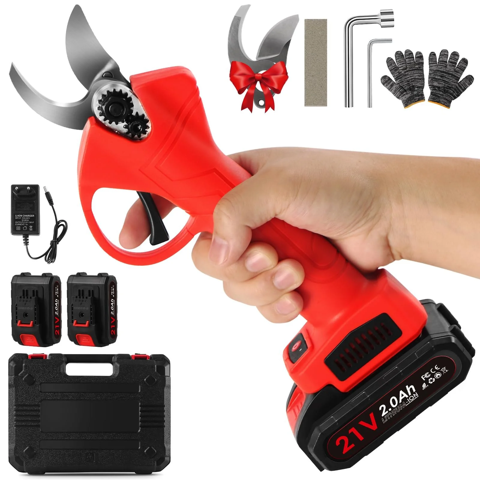 Електричні акумуляторні садові ножиці AOSTOK 30 мм, 2 x 2Ah, 6-8 годин, фото №1