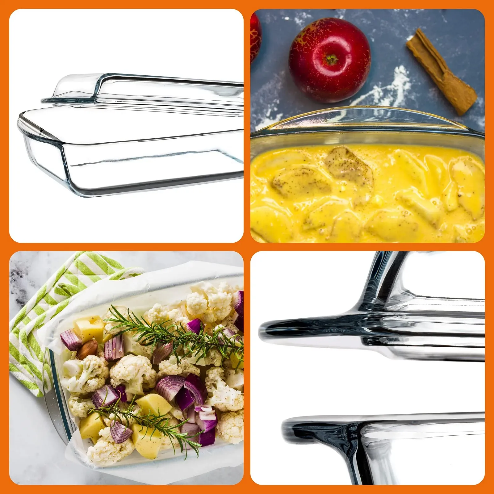 Форма для запікання KADAX з термостійкого скла з кришкою та ручками Прозора, фото №5