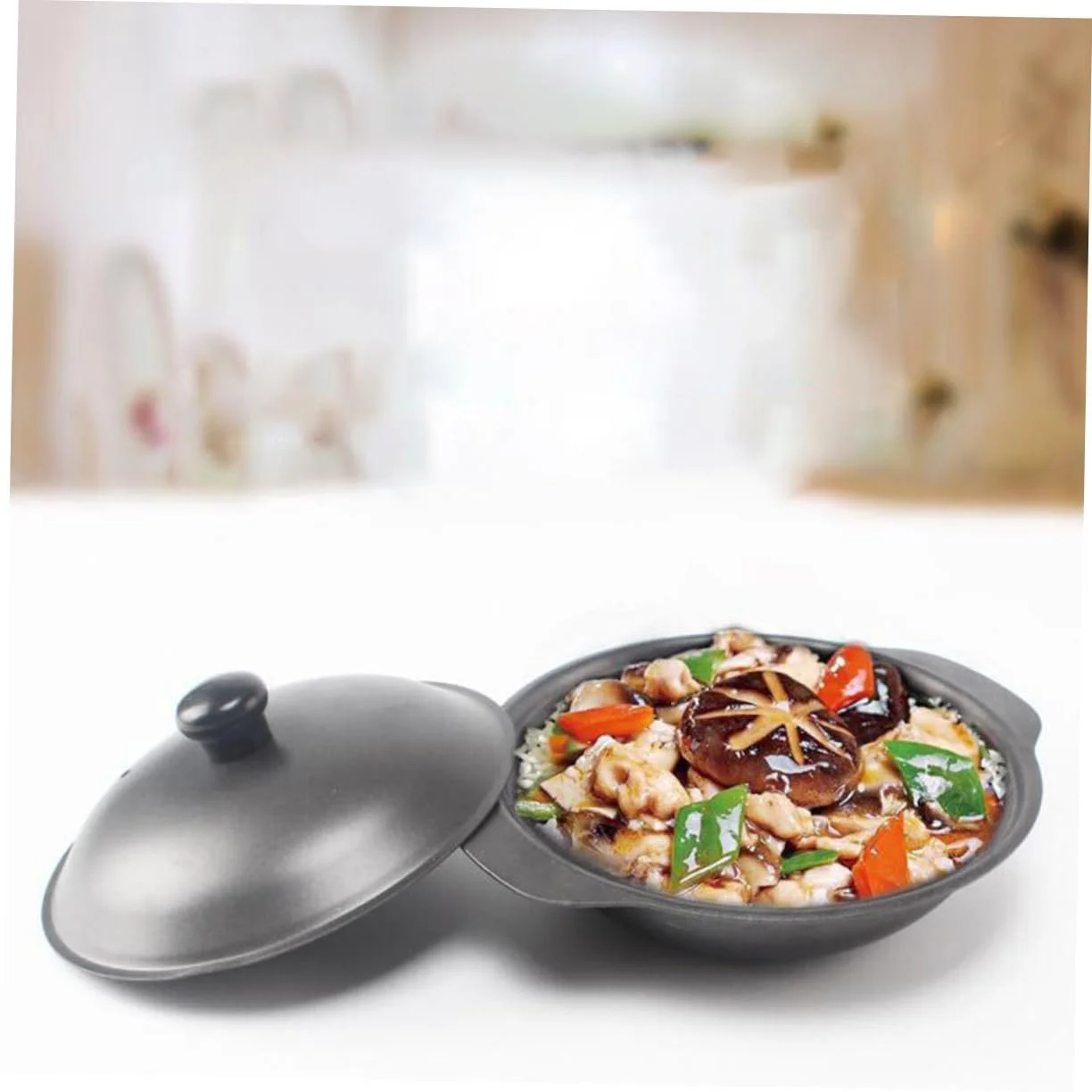 Кастрюля для запекания NUOBESTY чугунная с крышкой термостойкая, фото №2