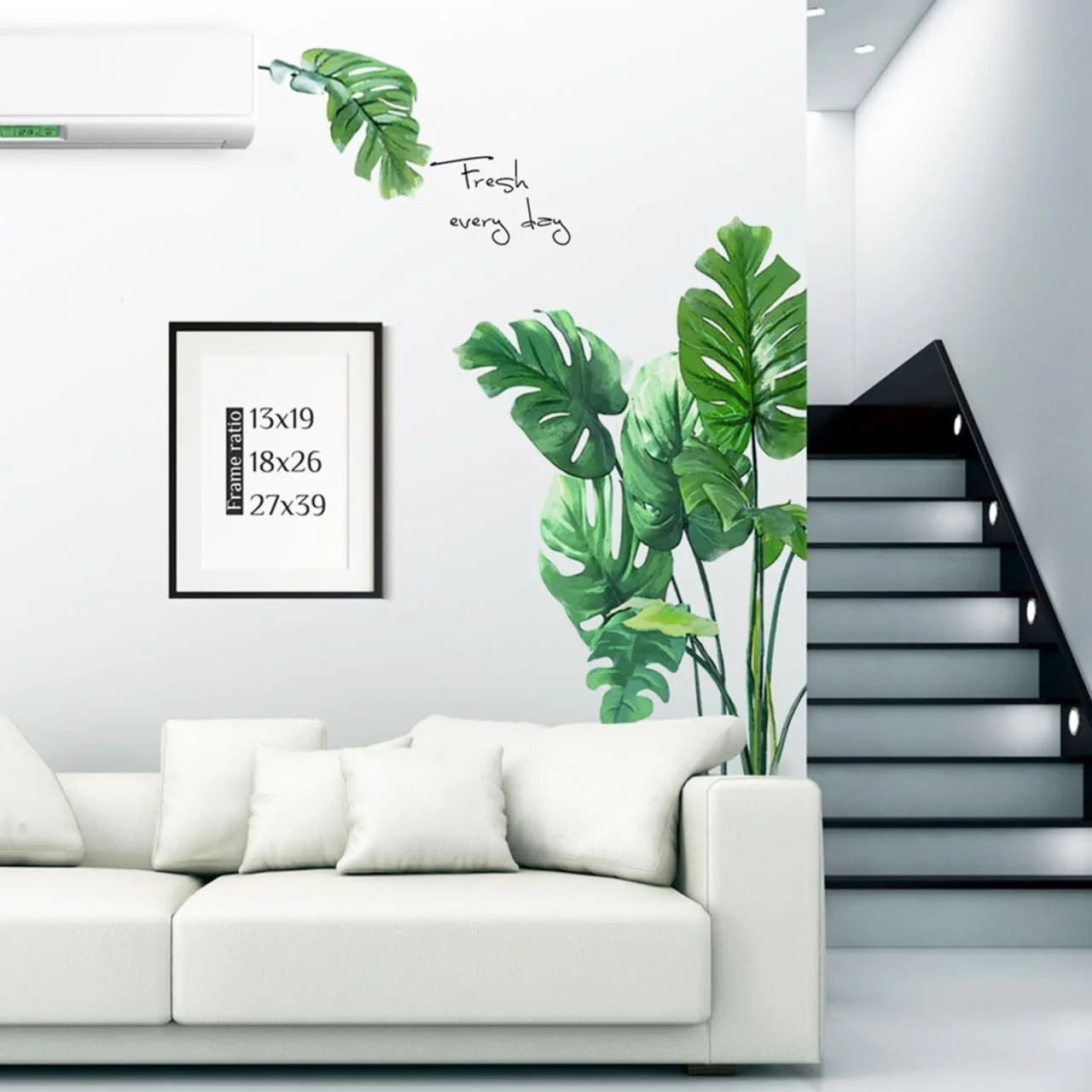 Наклейка на стіну Тропічні рослини та листя Пальмове листя Зелена, фото №2