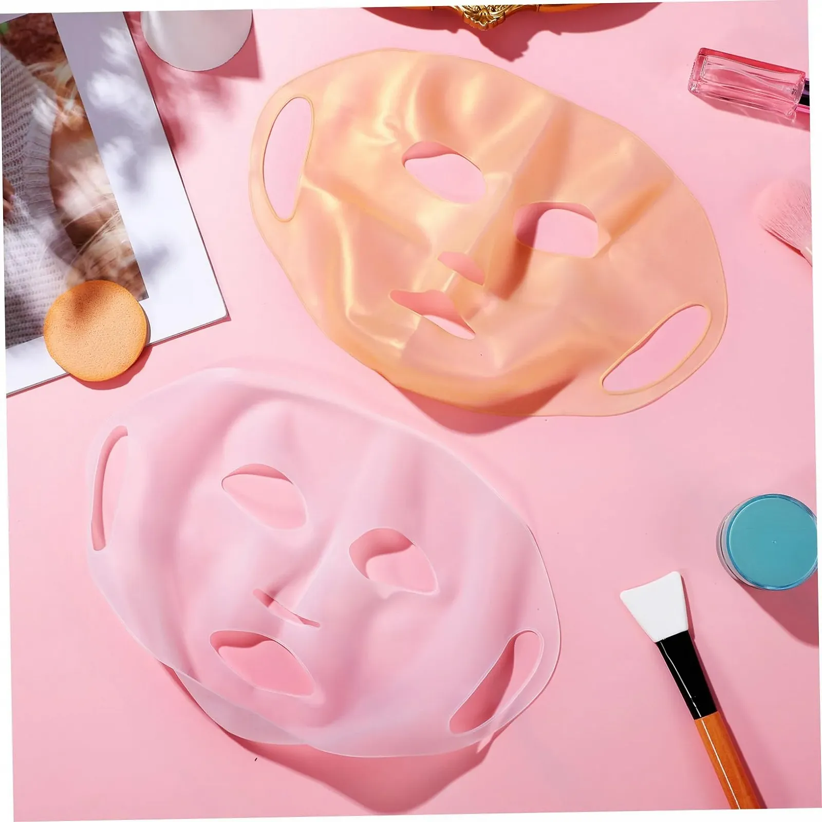 Маска для лица MUCKLILY 3 шт. Силиконовая маска для лица, многоразовая, увлажняющая, с ушными крючками для салона и домашнего использования, фото №4