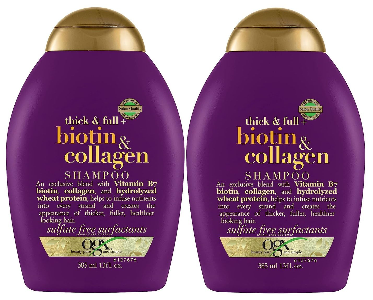 Шампунь OGX Thick & Full Biotin and Collagen для об'єму та здоров'я волосся, 385 мл (2 шт.), фото №1