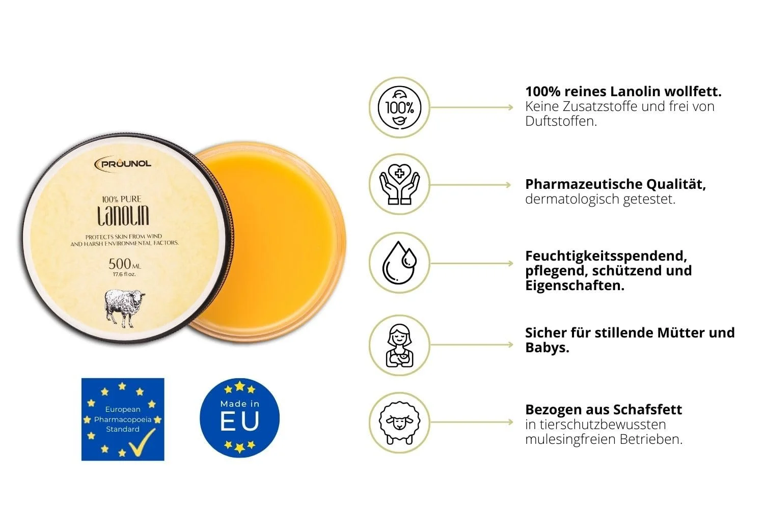Ланолин Prounol Безводный 500 мл, фото №5