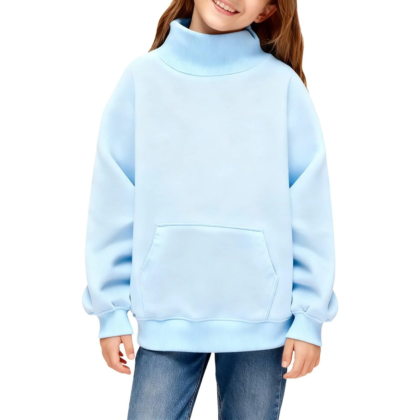 Пуловер Generisch для девочек, водолазка, детский зимний досуг, однотонные базовые рубашки с длинным рукавом для девочек, детский джемпер, детская одежда, спортивная одежда, толстовка для подростков, фото №4