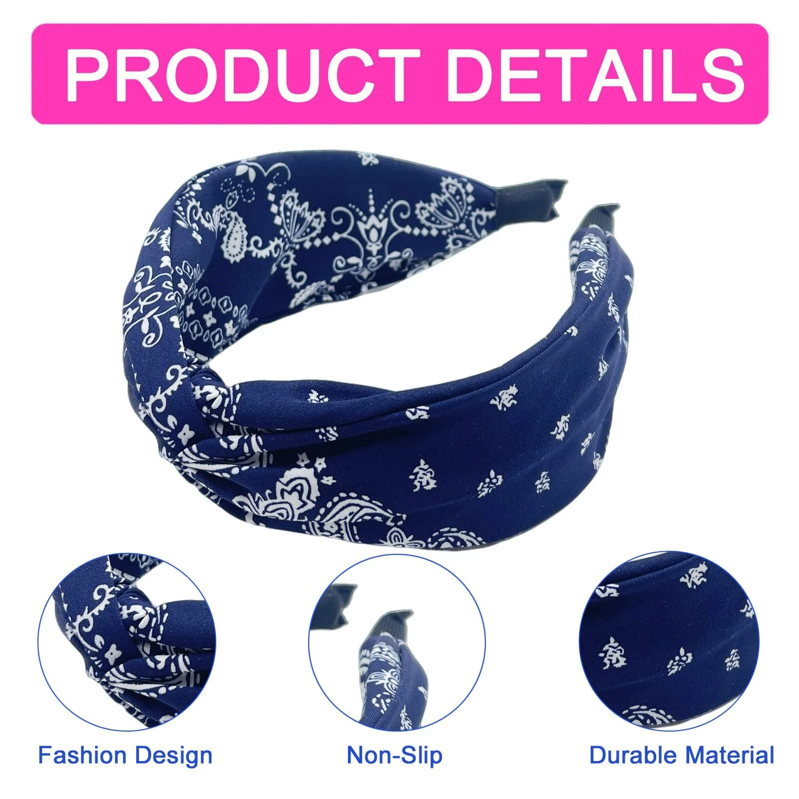 Обруч на голову Paisley широка, набір 4 шт., фото №3 Обруч на голову Paisley широка, набір 4 шт., фото №3