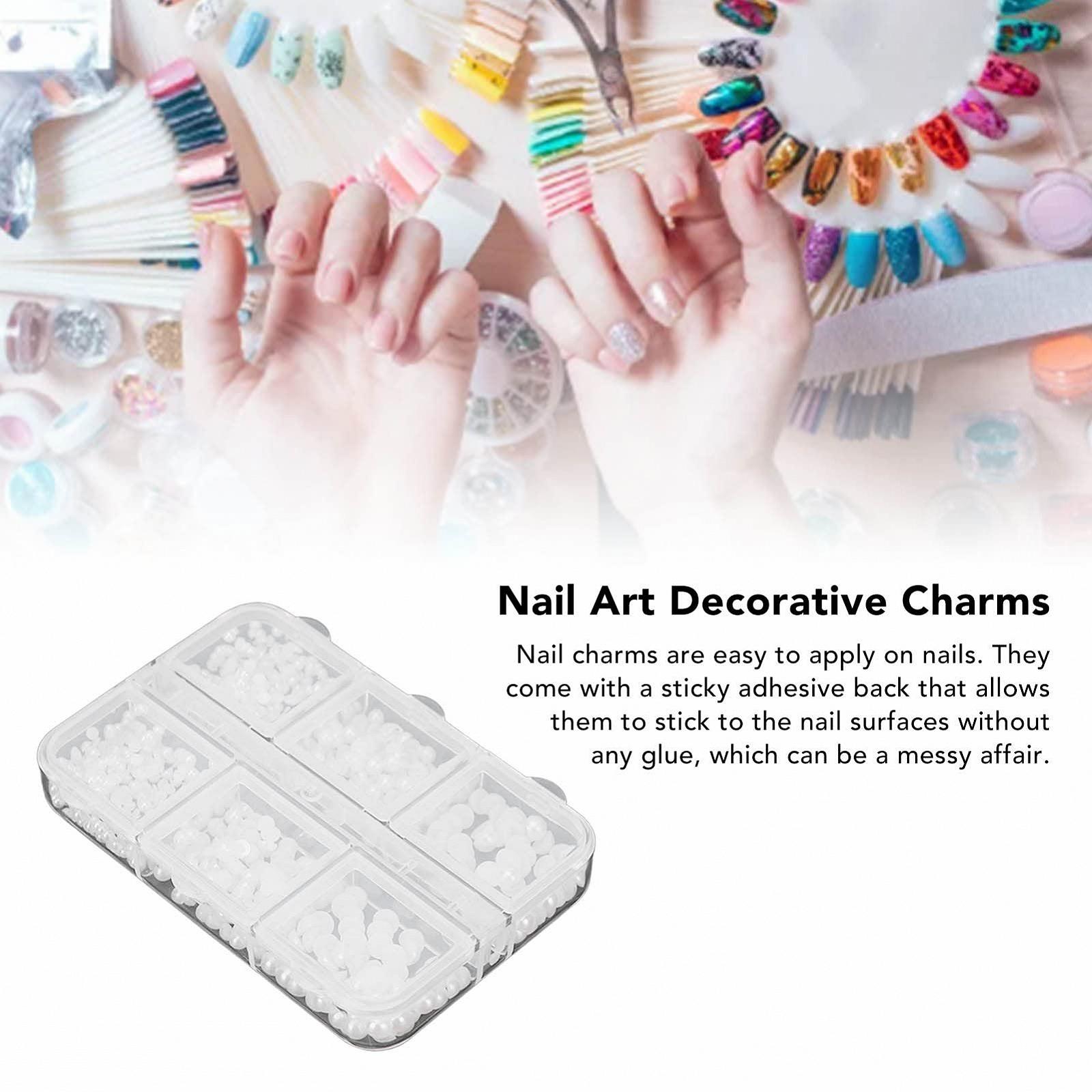 Украшения для ногтей 5 коробок, милые жемчужины, искусственные стразы, украшения для ногтей, маникюрные украшения, белый (DQ-A01), фото №3