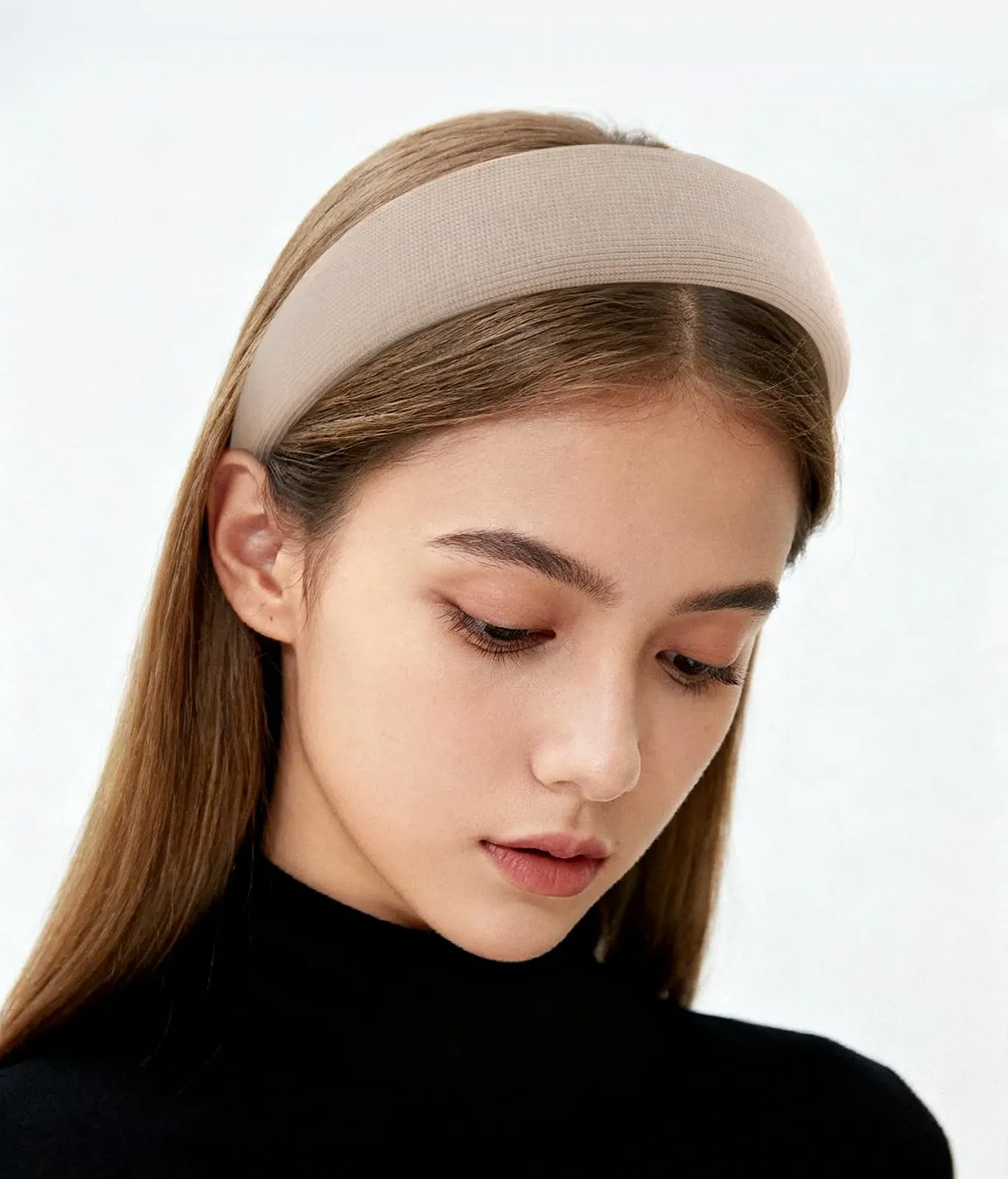 Обруч AXY Широкий м'який з ребристої тканини HR10C Бежевий, фото №1